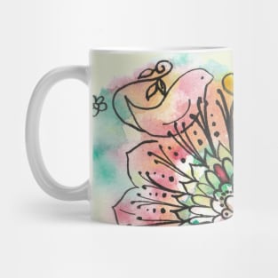 Colourful Florals and Birds Mug